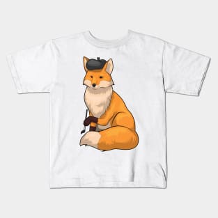 Fox Painter Paint brush Painting Kids T-Shirt